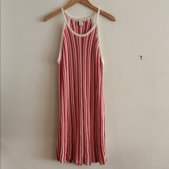 C&C California Dresses & Skirts - C&C California Knit Tank Coverup Dress Size Large Pink White Orange